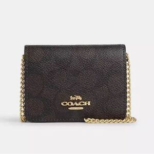 Coach Black Wallet with Gold Chain